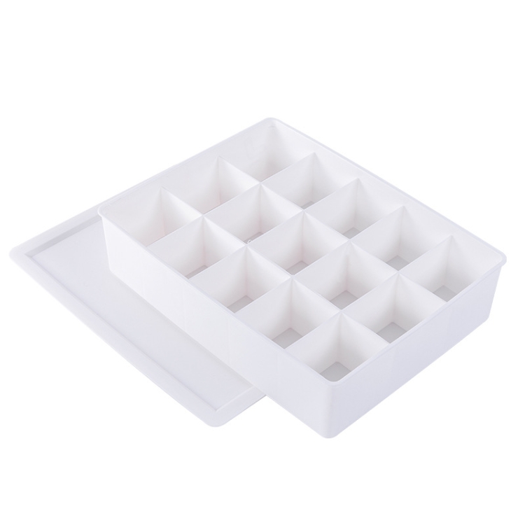 

Clothes Storage Box Plastic Wardrobe Finishing Box 15 Grids + Lid