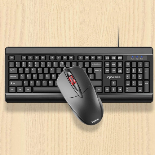 

Inphic V580 104 Keys Office Silent Gaming Wired Mechanical Keyboard, Cable Length: 1.5m, Colour: Black Keyboard and Mouse Set