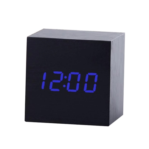 

Multicolor Sounds Control Wooden Clock Modern Digital LED Desk Alarm Clock Thermometer Timer Black Blue