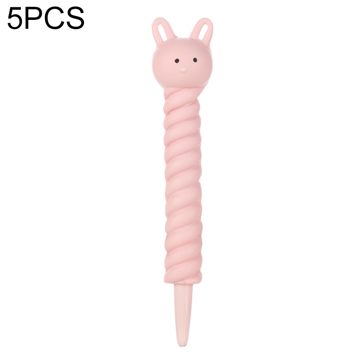 

5 PCS Vent Pressure Relief Pen Gel Pen For Students Cute Soft Pinch Pen(Pink Twisted Rabbit)