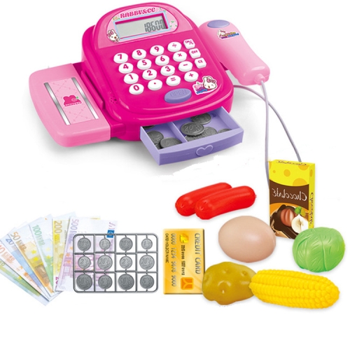 

Mini Analog Supermarket Checkout Cash Register Set Child Role Playing Toy 40 PCS / Set Pink