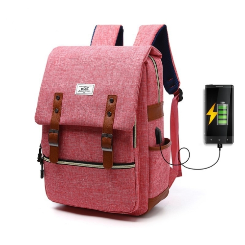 

203 Outdoor Travel Shoulders Bag Computer Backpack with External USB Charging Port(Red)