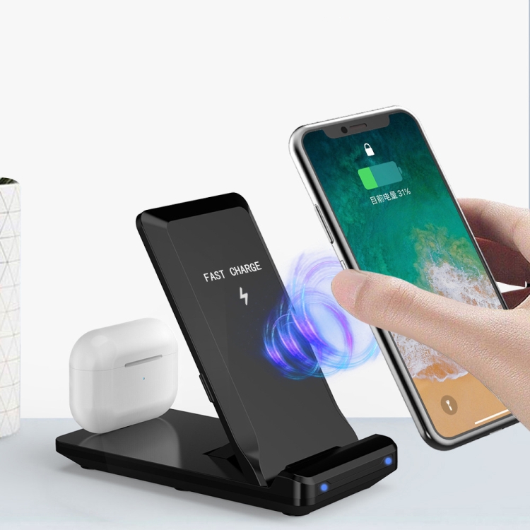 

H16 15W 2 In 1 Portable Folding Wireless Charging Mobile Phone Holder for iPhone, AirPods and other Android phones