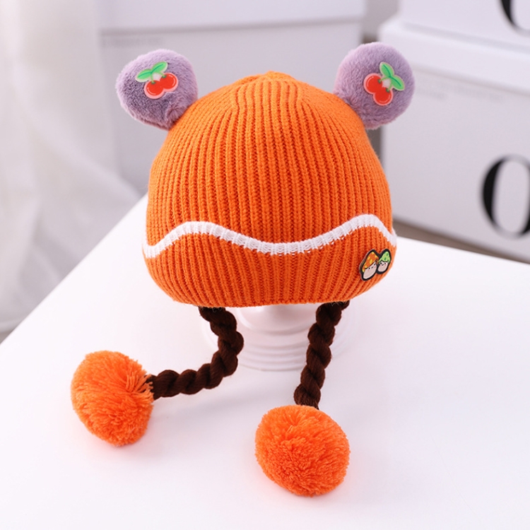 

MZ9933 Mushroom Pattern Baby Woolen Hat Autumn and Winter Baby Cotton Warm Knitted Hat with Double Braid, Size: One Size(Orange)
