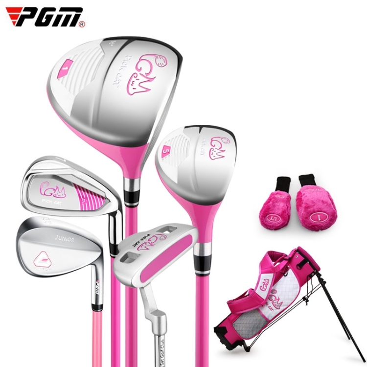 

PGM JRTG007 8 in 1 Children Golf Clubs Full Set Of Beginner Clubs Off-Site Clubs Set, Suitable Age: 3-5 Years Old (Pink)