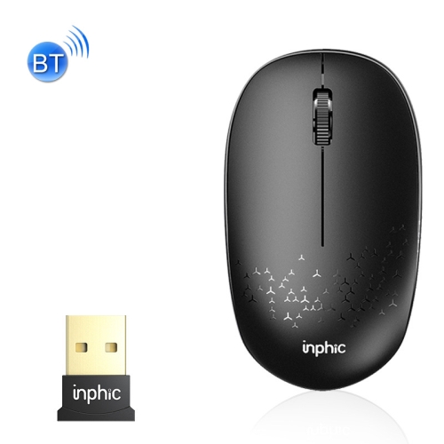 

Inphic E5B 4000DPI 4 Keys Office Silent Wireless Mini Bluetooth Mouse, Colour: Black + Adapter