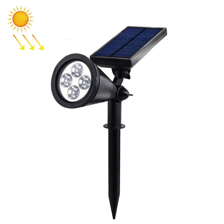 

4 LEDs Household Solar Lawn Light Outdoor Garden Light Plant Growth Light 1W Smooth Style (White Light)