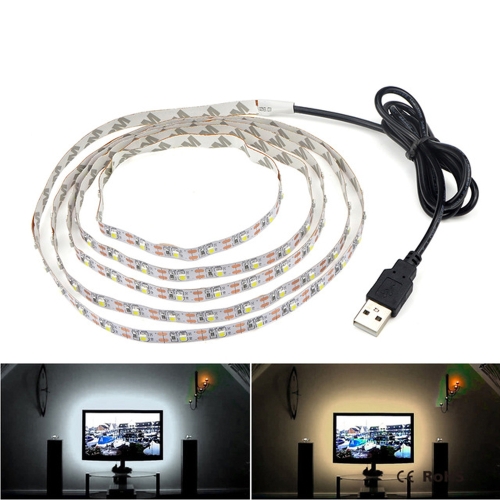 

USB Power SMD 3528 Epoxy LED Strip Light Christmas Desk Decor Lamp for TV Background Lighting, Length:50cm(White Light)