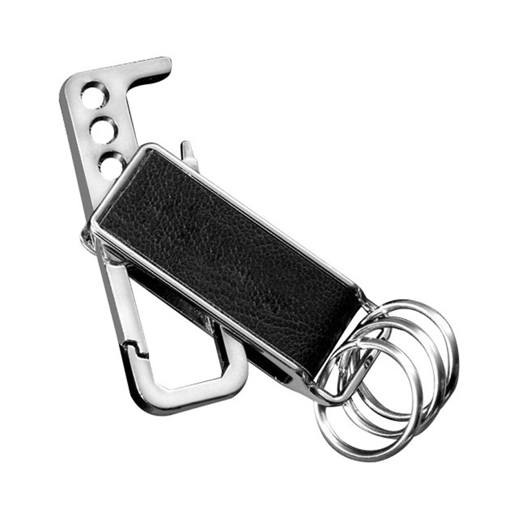 

CS-012 3 PCS Lychee Pattern Leather Double Ring Corkscrew Keychain