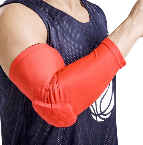 

2 PCS Basketball Honeycomb Anti-Collision Elbow Pads Thin Lengthened Arm Guards Outdoor Sports Protective Gear Equipment, Size: XL (Red)