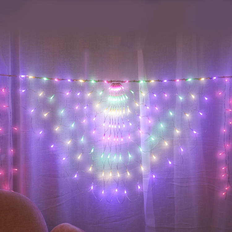 

Peacock Lights LED Fishing Net Lights Outdoor Waterproof String Lights Holiday Decoration Lights, EU Plug(Colorful Light)