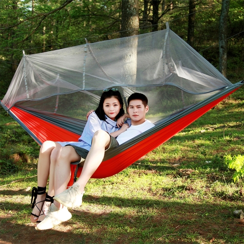 

1-2 Person Outdoor Mosquito Net Parachute Hammock Camping Hanging Sleeping Bed Swing Portable Double Chair, 260 x 140cm