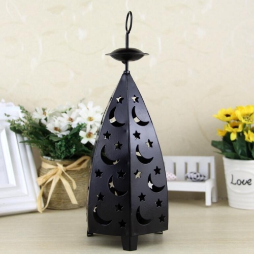 

Iron Night Light Rural Retro Wind Light Candlestick Decoration(Black)