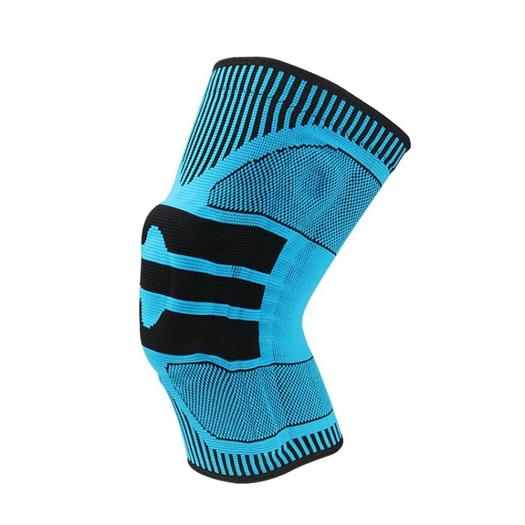 

Enhanced Version Silicone Spring Support Knee Pads Knitted High Elastic Breathable Anti-Slip Protective Gear, Size: XL (Blue And Black)