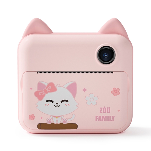 

P1 16GB Children Polaroid Camera 1200W Front And Rear Dual-Lens Mini Print Photographic Digital Camera Toy(Pink Cat)