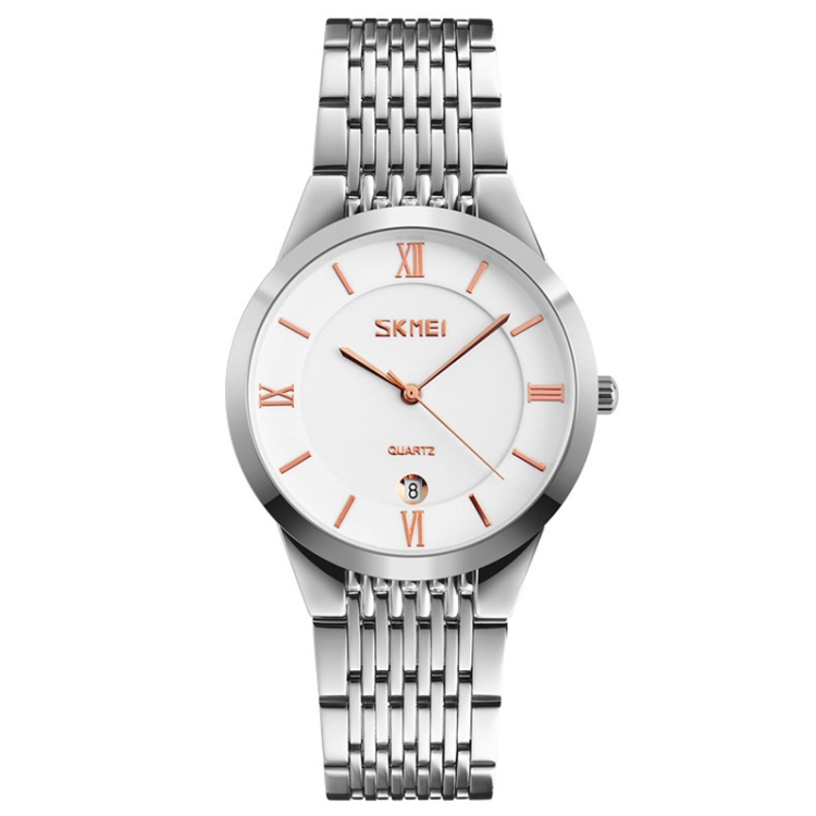 

SKMEI 9139 Ladies/Man Fashion Quartz Watch Steel Band Waterproof Couple Watch For Men （Platinum Pin）