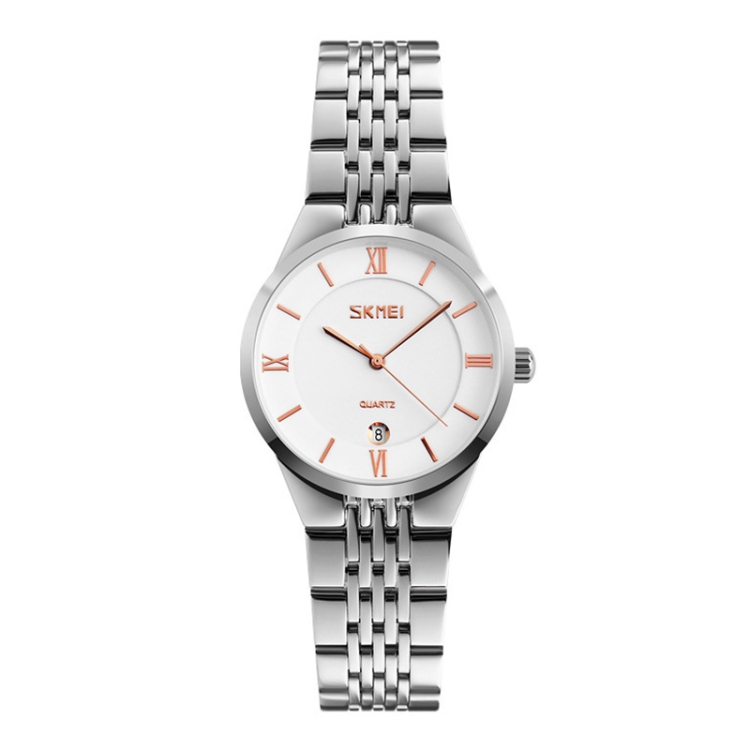 

SKMEI 9139 Ladies/Man Fashion Quartz Watch Steel Band Waterproof Couple Watch For Women （Platinum Pin）