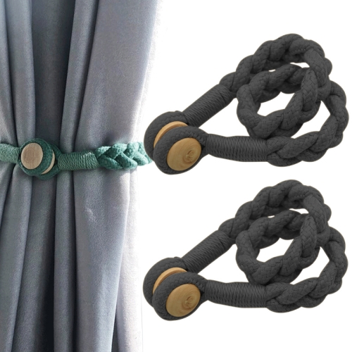 

1 Pair Magnetic Buckle Twist Tie For Curtains(Dark Grey)