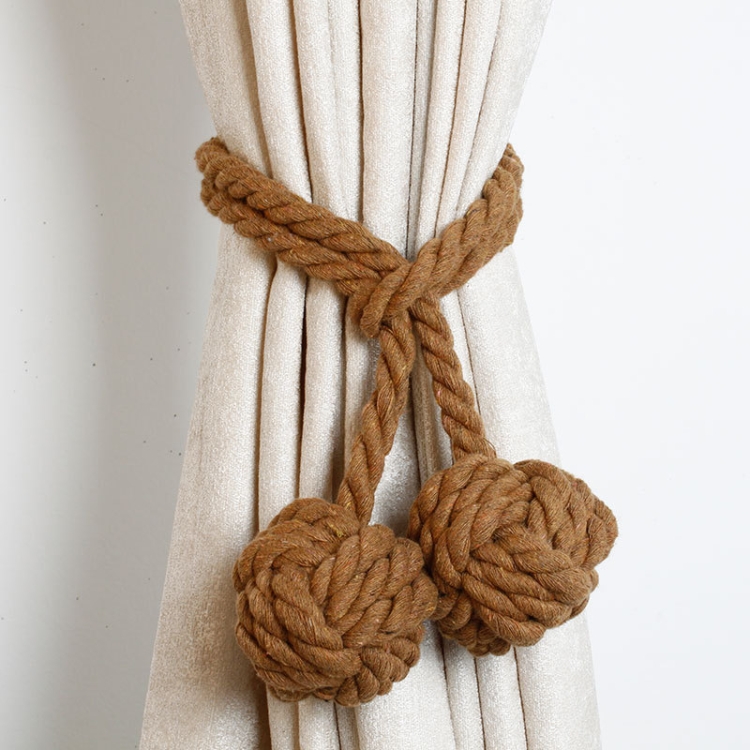 

CK12 4 PCS Curtain Buckle Free Installation Cotton Roll Hanging Ball Curtain Strap(Light Coffee)