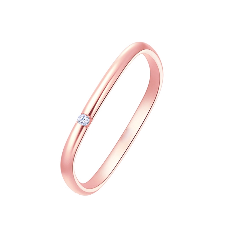 

925 Sterling Silver Small Square Plain Ring, Size: No. 14 (US No. 7)(Rose Gold)