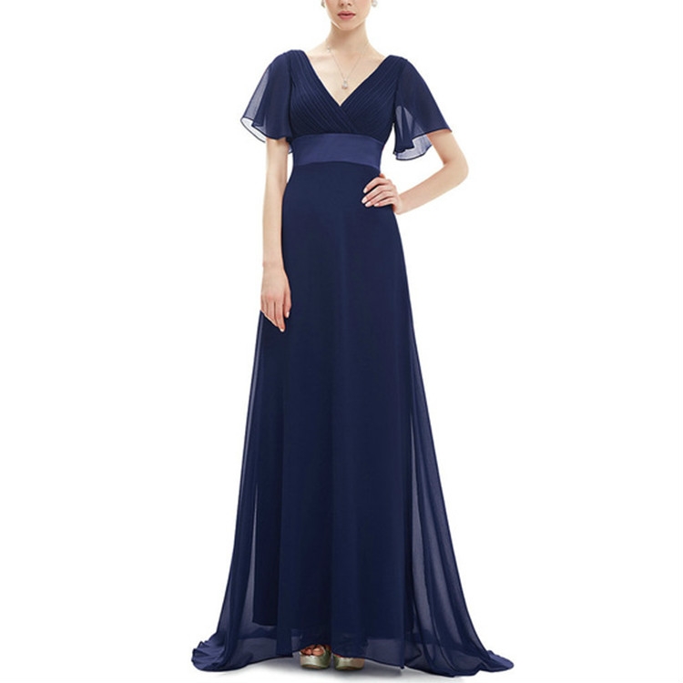 

Evening Dresses Padded Trailing Flutter Summer Style Dresses, Size:S(Dark Blue)