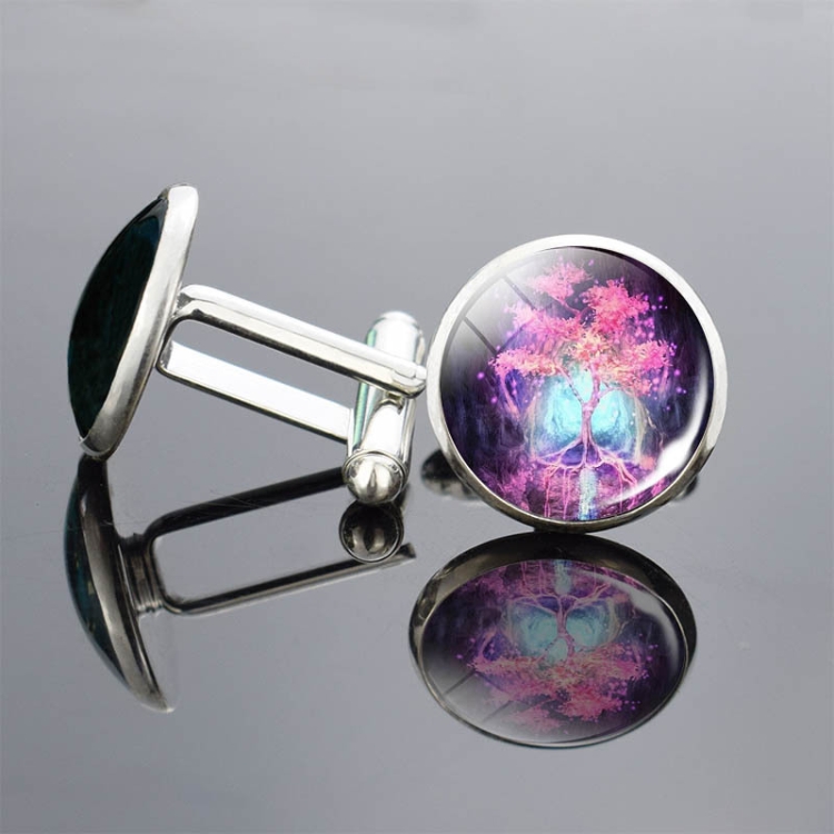 

5 Pairs Tree of Life PatternCufflinks Metallic Shirt Ornaments Men Clothing Jewelry(Fireworks)