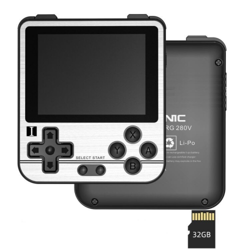 

ANBERNIC RG280V 2.8 Inch Screen Open Source Handheld Game Console 4700 Dual Core CPU 16G+32G (Silver)