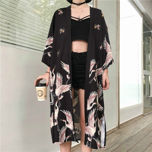 

Women Sun Protection Clothing Autumn Harajuku Style Loose Long Section Thin Coat, Size:One Size( As Show)