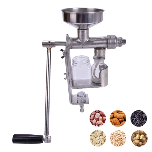 

Manual Peanut Nuts Seeds Oil Press Expeller Oil Extractor Machine(Silver)