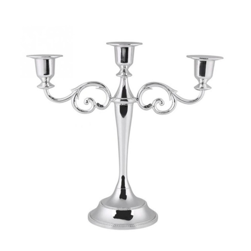 

Retro Candlestick Home Decoration Living Room Cafe Theme Restaurant Jewelry Candlelight Dinner Props Gifts, Style:Silver-3 Arms