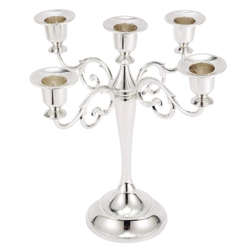 

Retro Candlestick Home Decoration Living Room Cafe Theme Restaurant Jewelry Candlelight Dinner Props Gifts, Style:Silver-5 Arms