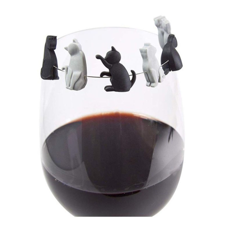 

2 Sets Cat Drinks Wine Glass Marker Recognizer Tea Bag Hanging