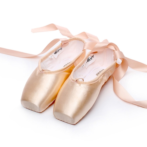 

Ballet Lace Pointe Shoes Professional Flat Dance Shoes, Size: 32(Satin Nude)
