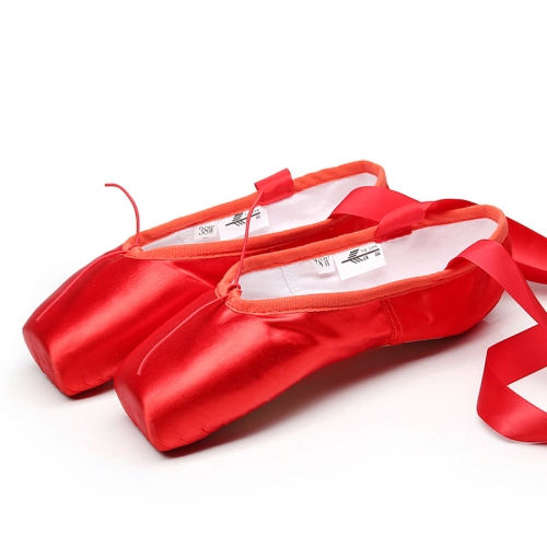

Ballet Lace Pointe Shoes Professional Flat Dance Shoes, Size: 34(Red)