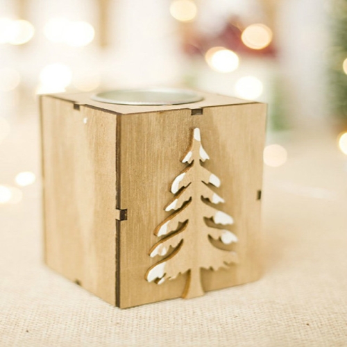 

2 PCS Christmas Wood Candle Holder Candle Stick Light Decoration(Christmas trees)