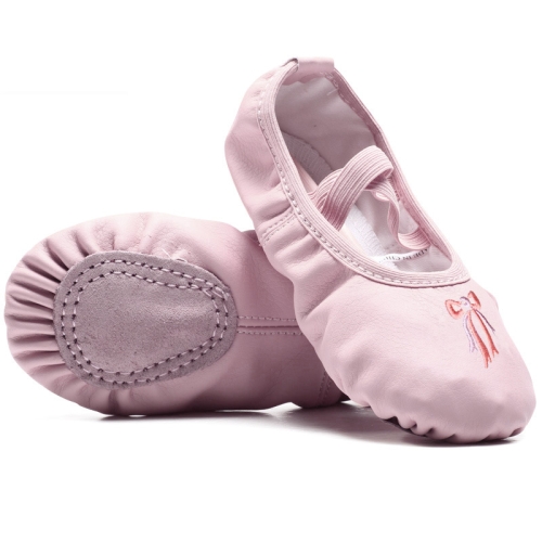 

Crystal Satin Flower Decoration Dance Shoes Soft Sole Ballet Shoes Practice Dance Shoes For Children, Size: 35(PU Pink Bow)