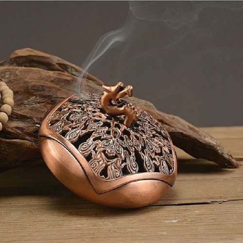 

Creative Longfeng Retro Copper Alloy Incense Burner Room Home Decoration Aromatherapy Furnace(Red Copper)