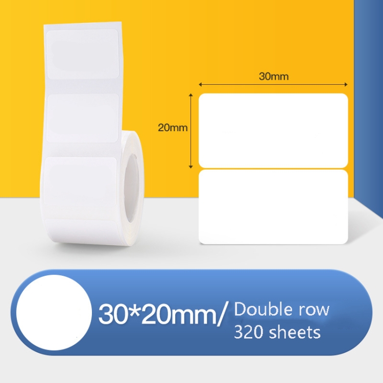 

Thermal Label Paper Self-Adhesive Paper Fixed Asset Food Clothing Tag Price Tag for NIIMBOT B11 / B3S, Size: 30x20mm 320 Sheets