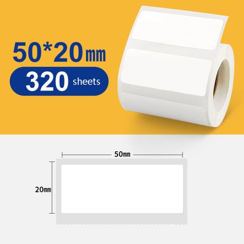 

Thermal Label Paper Self-Adhesive Paper Fixed Asset Food Clothing Tag Price Tag for NIIMBOT B11 / B3S, Size: 50x20mm 320 Sheets