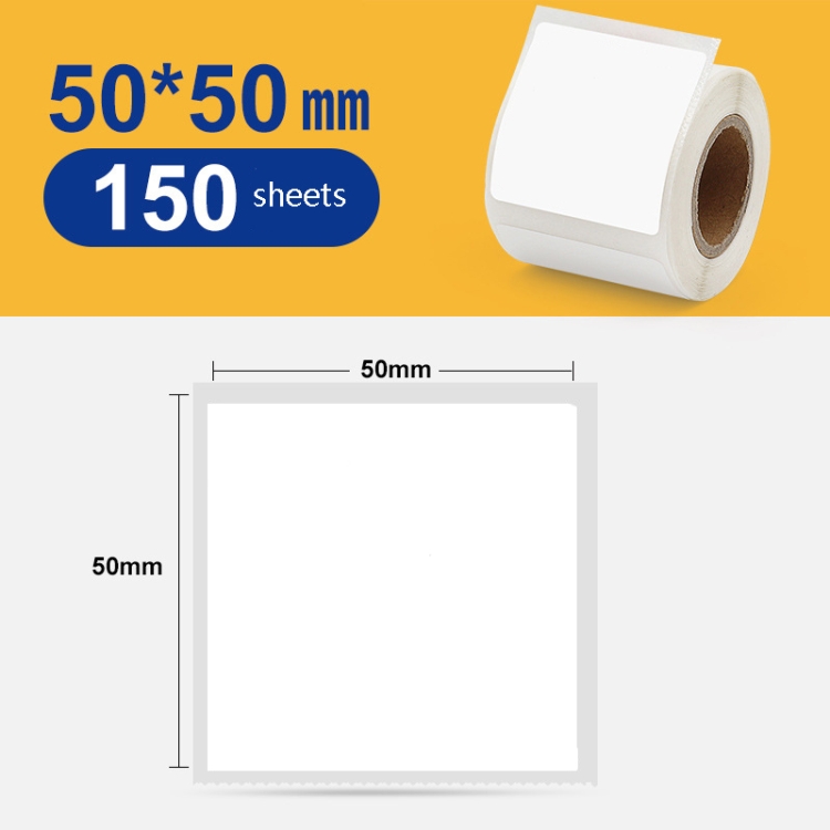 

Thermal Label Paper Self-Adhesive Paper Fixed Asset Food Clothing Tag Price Tag for NIIMBOT B11 / B3S, Size: 50x50mm 150 Sheets