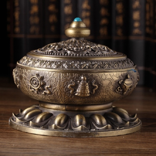 

Eight Treasure Incense Burner Homeware Incense Burner Decoration, Size:Large(Bronze)