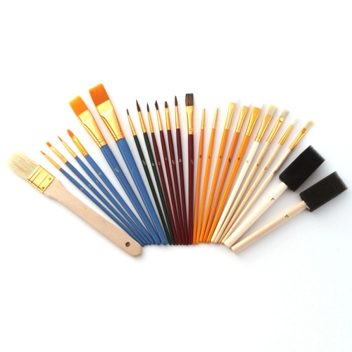 

ZHU TING 25 PCS / Set Multifunctional Oil Paint Brush Gouache Watercolor Acrylic Paint Brush Student Painting Supplies