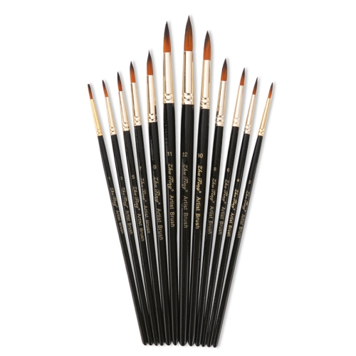 

ZHU TING 12 PCS / Set Nylon Hair Watercolor Pen Children Painted Gouache Brush(Black Rod Tips)