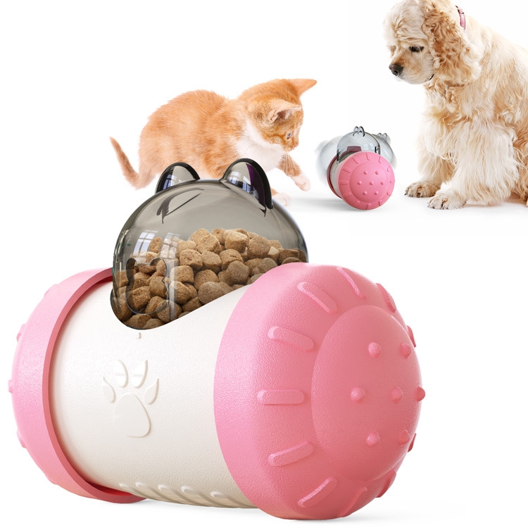 

Pet Swing Bear Food Leakage Balance Car Toy Pet Supplies(Pink White)