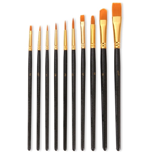 

ZHU TING 20 PCS / 2 Sets Pearl Rod Nylon Hair Combination Brush Oil Paint Brush(Black Rods)