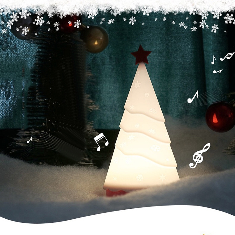 

Silicone Night Light Christmas Tree with Music Holiday Decorative Lamp(White Light)