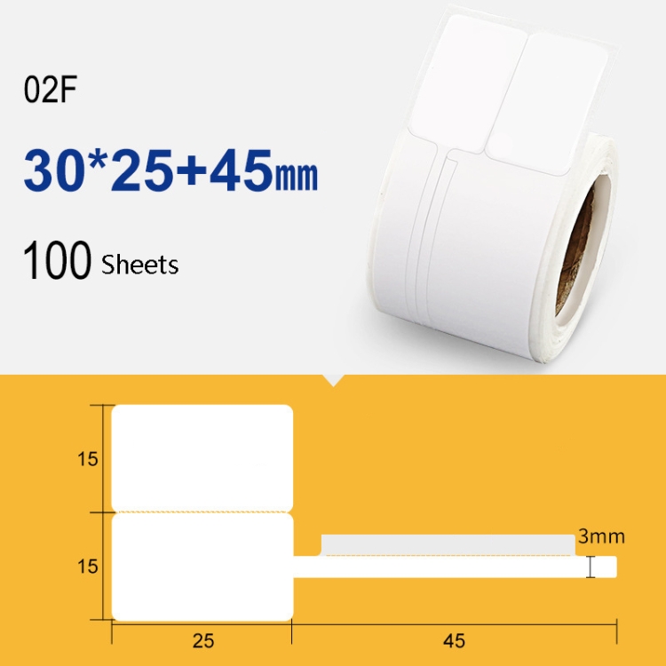 

2 PCS Jewelry Tag Price Label Thermal Adhesive Label Paper for NIIMBOT B11 / B3S, Size: 02F 100 Sheets