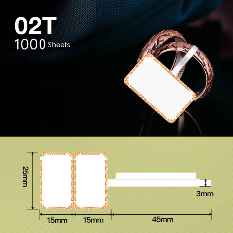 

2 PCS Jewelry Tag Price Label Thermal Adhesive Label Paper for NIIMBOT B11 / B3S, Size: 02T Feather Ink 100 Sheets