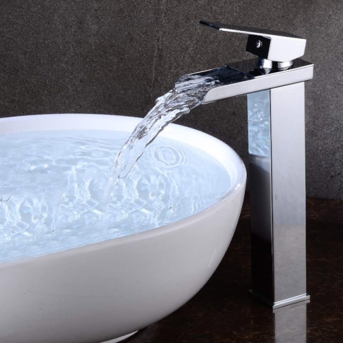 

Bathroom Wide Mouth Faucet Square Sink Single Hole Basin Faucet, Specification: HT-81567 Electroplating High Type