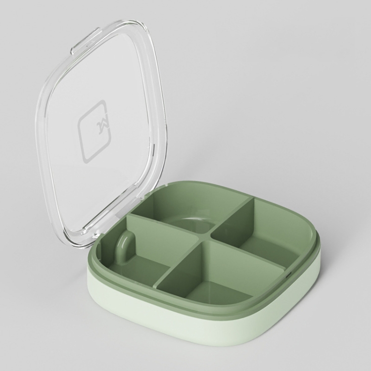 

3 PCS Portable Small Pill Box Sealed Portable Travel Pill Box Green 4 Grid